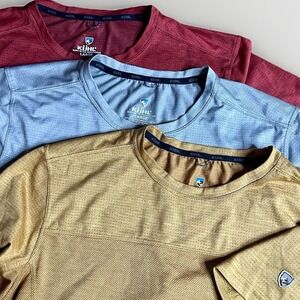 Lot of 3 Kuhl Engineered Krew Shirts Mens Large Gray Orange Gold Performance